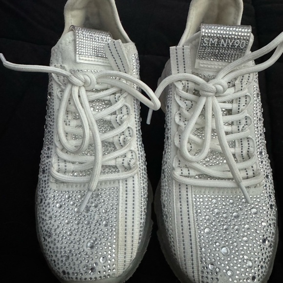 Steve Madden White Rhinestone Sneakers - Picture 2 of 4